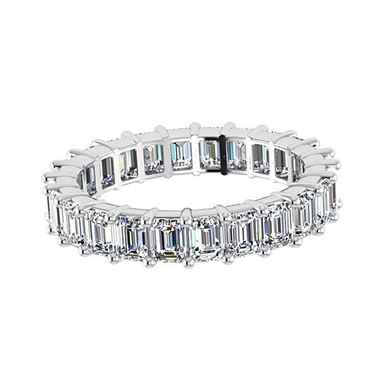 Emerald Cut Diamond Eternity Ring 18K White Gold 3.01 ct.t.w. - Thenetjeweler