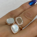 Mother of Pearl and Diamonds Ring Rose Gold - Thenetjeweler