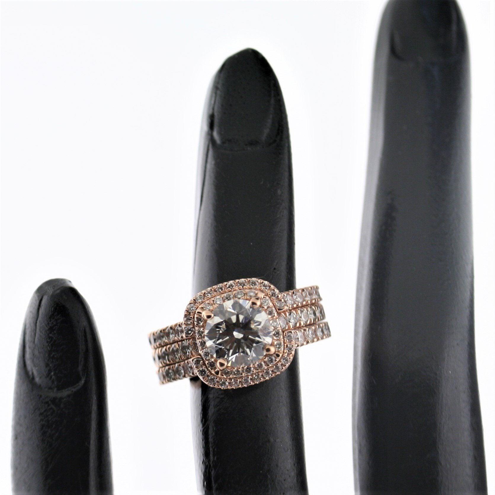 Round Diamond Cushion Halo Ring Pink Gold - Thenetjeweler