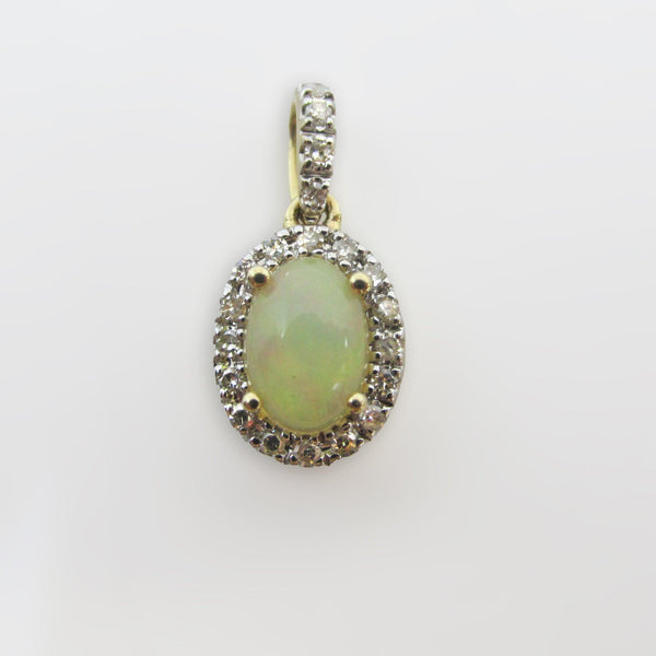 Opal and Diamond Halo Pendant - Thenetjeweler