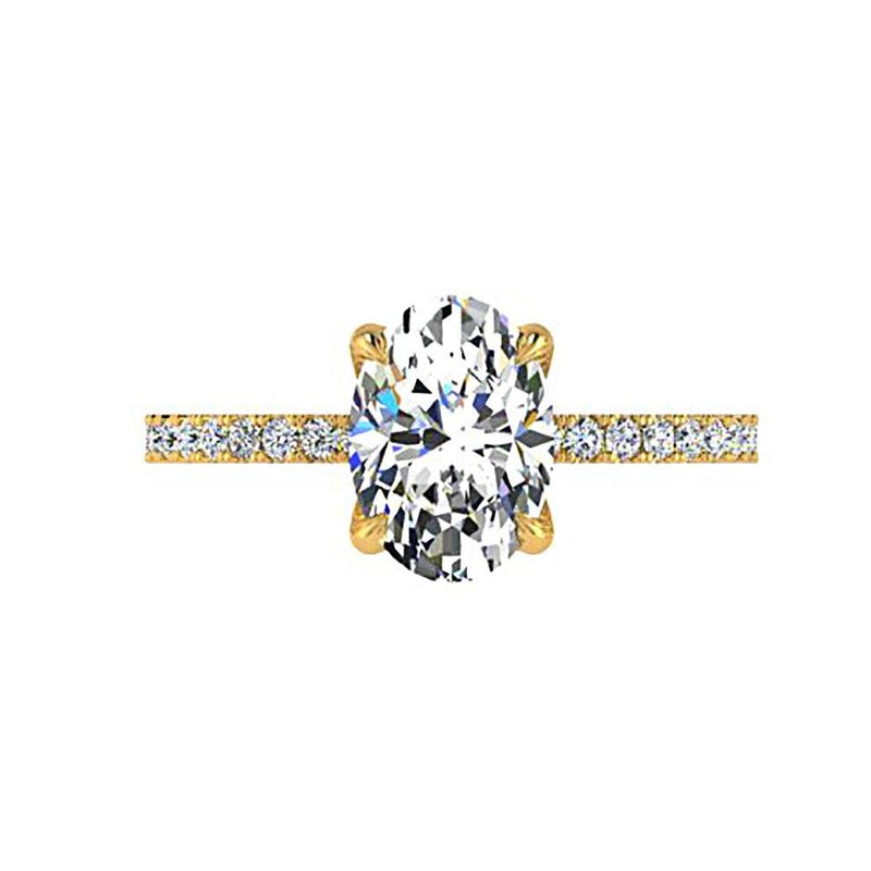 Oval Diamond Ring with Side Stones - Thenetjeweler