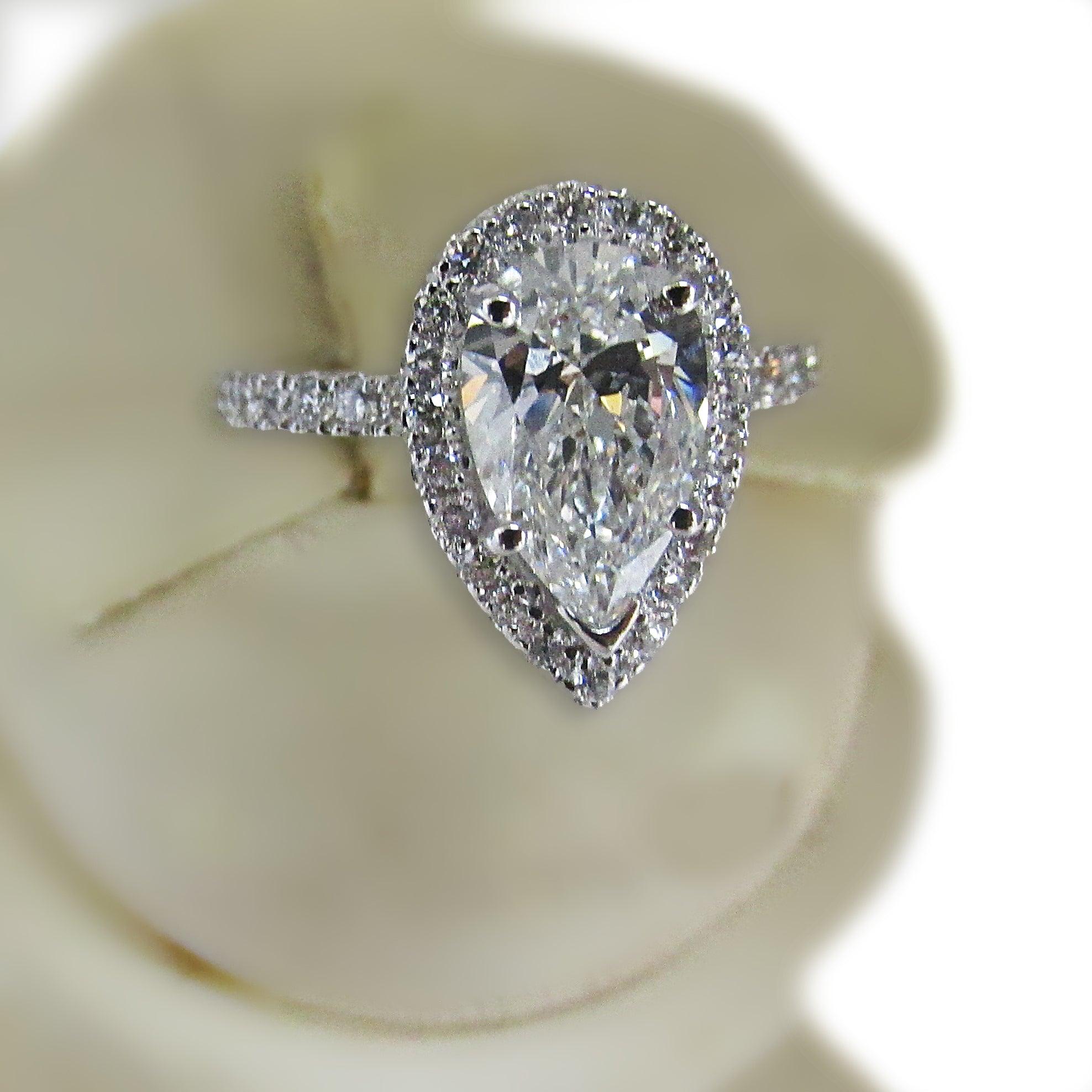 Pear Diamond Halo Engagement Ring - Thenetjeweler