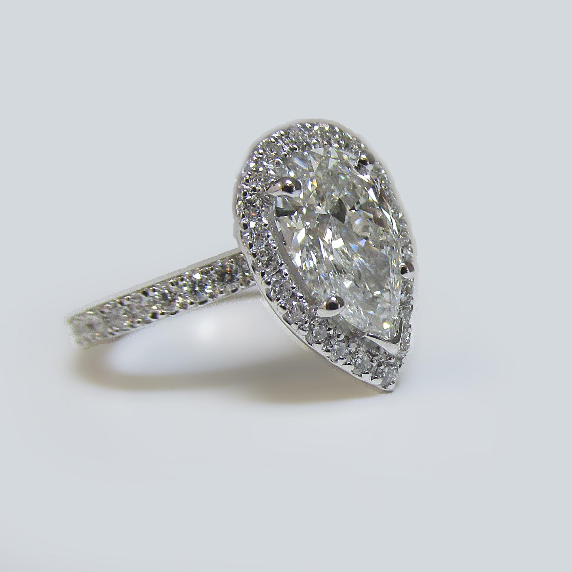 Pear Diamond Halo Engagement Ring - Thenetjeweler