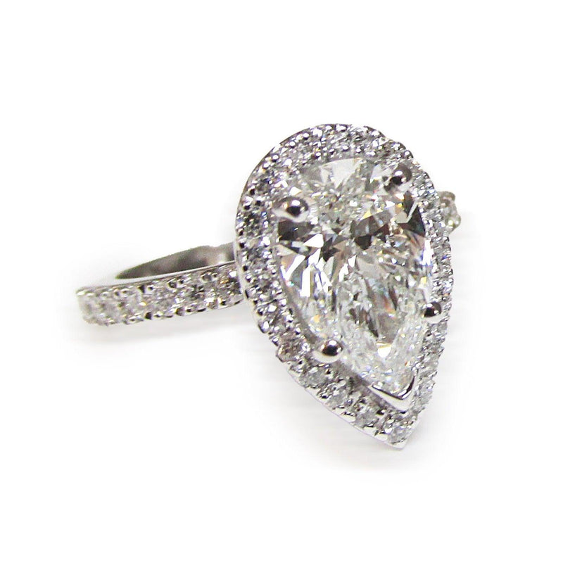 Pear Diamond Halo Engagement Ring - Thenetjeweler