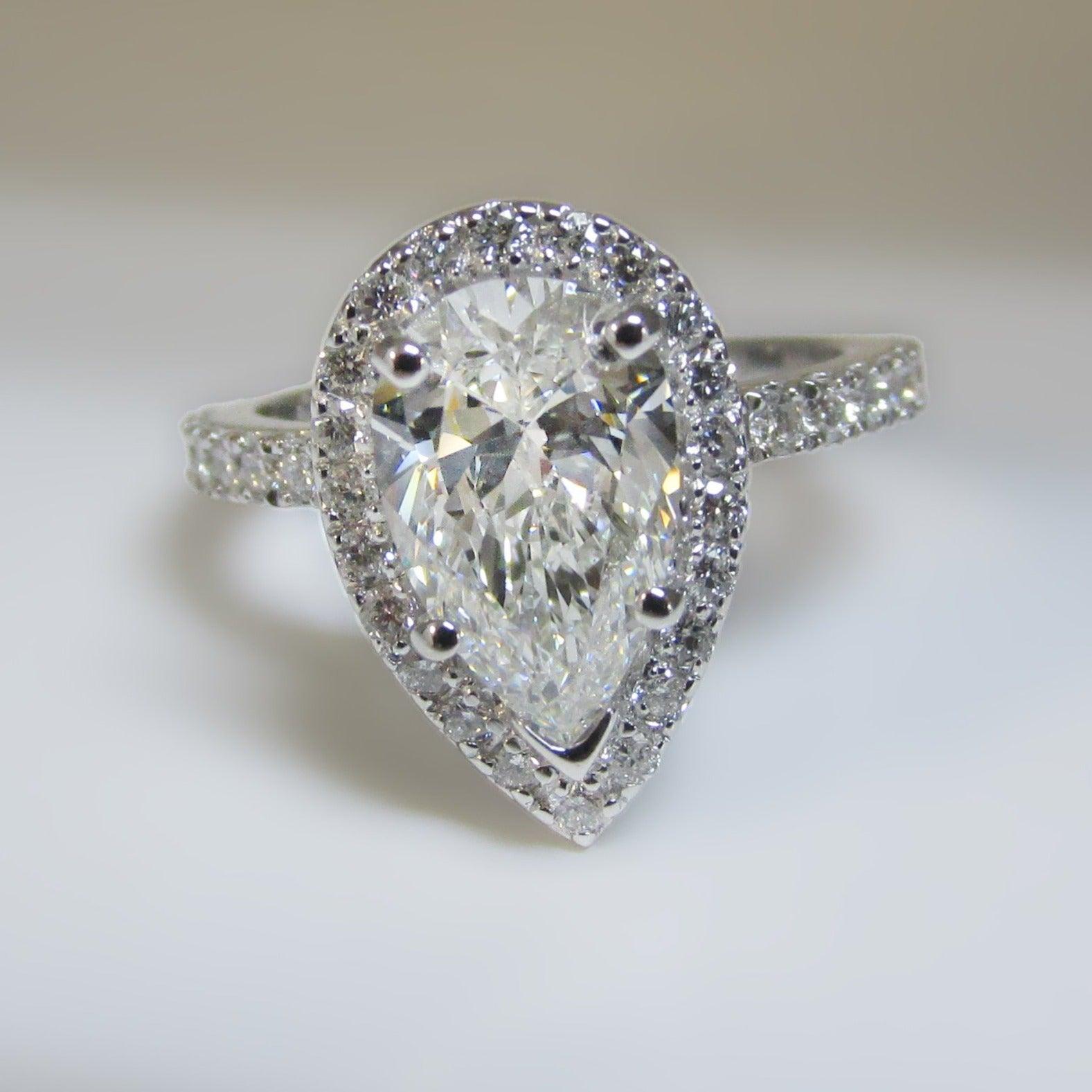 Pear Diamond Halo Engagement Ring - Thenetjeweler