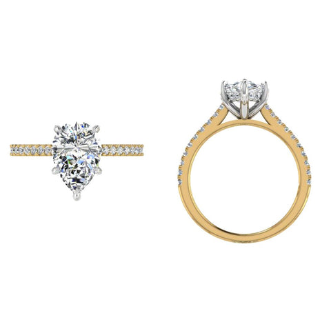 Hidden Halo Pear Engagement Ring Side Stones - Thenetjeweler
