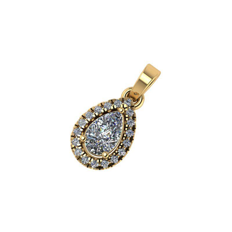 Pear Lab Created Diamond Halo Pendant - Thenetjeweler