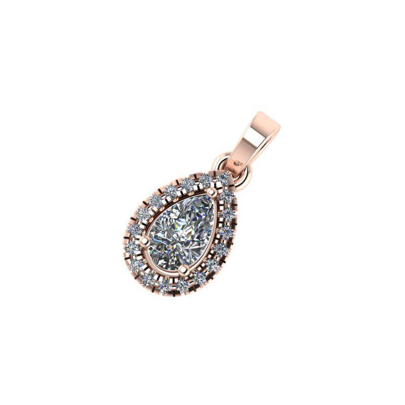 Pear Lab Created Diamond Halo Pendant - Thenetjeweler