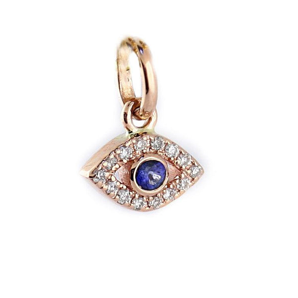 Diamond and Sapphire Evil Eye Pendant 14K Rose Gold - Thenetjeweler