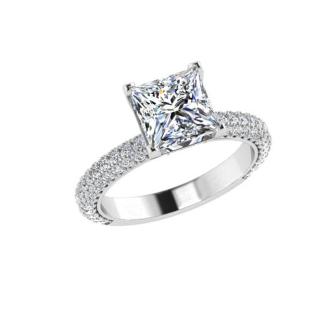 Princess Setting Diamond Engagement Ring 18K Gold (0.60ct.tw.) - Thenetjeweler