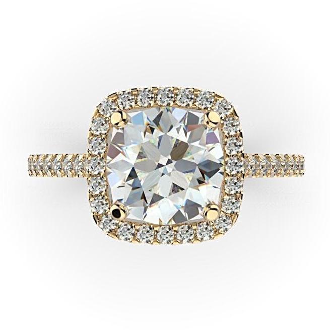 Cushion Cut Diamond Halo Engagement Ring 18K White Gold Setting - Thenetjeweler