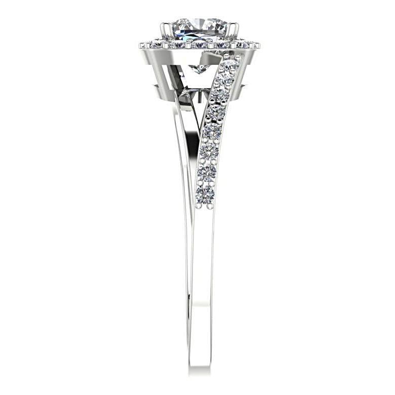 Cushion halo split shank diamond engagement ring - Thenetjeweler