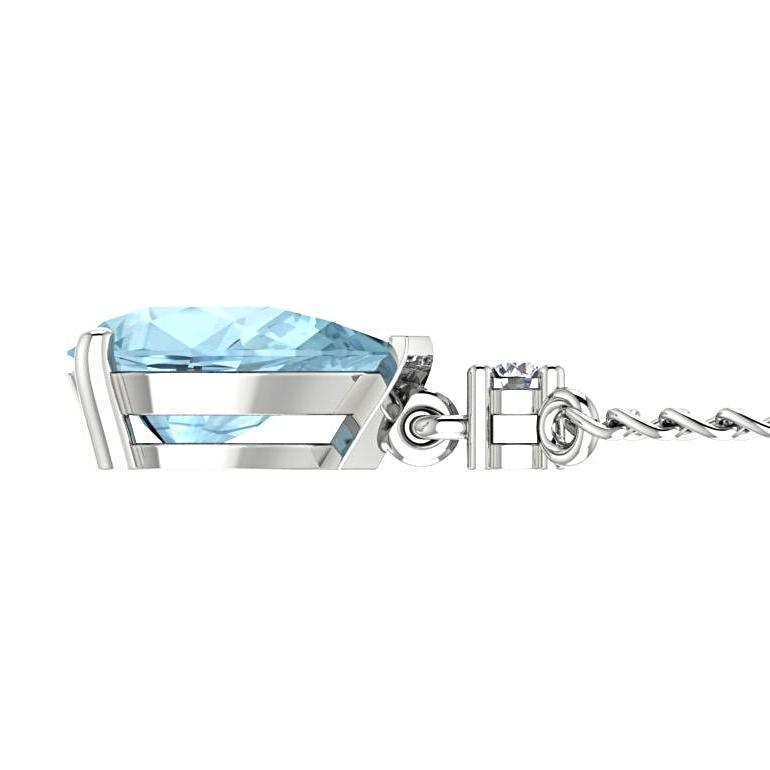 Blue Topaz Pear Shaped Pendant Diamond Necklace 14K White Gold - Thenetjeweler