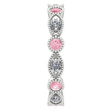 Pink Tourmaline and Diamond Milgrain Marquise and Dot Eternity Ring 14K White Gold - Thenetjeweler