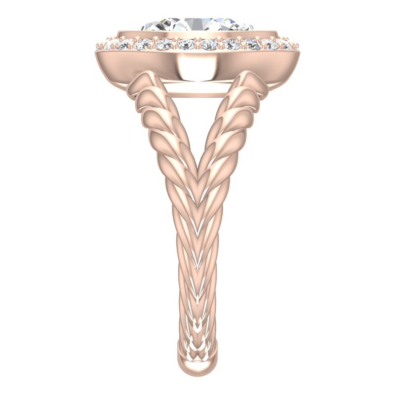 Pink Gold Diamond Ring Cable Coil Design Setting - Thenetjeweler