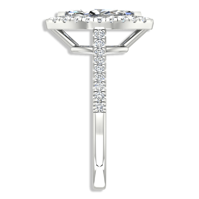 Marquise Cut Halo Diamond Engagement Ring 14K White Gold - Thenetjeweler