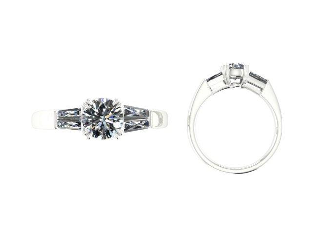Tapered Baguette Diamond Engagement Ring - Thenetjeweler