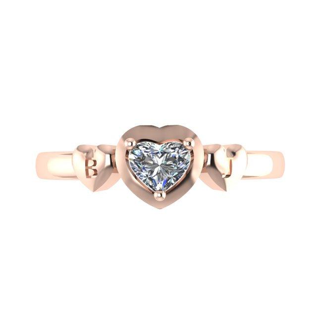 Diamond Heart Ring with Engraving - Thenetjeweler