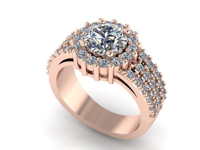 Triple Row Diamond Engagement Ring - Thenetjeweler