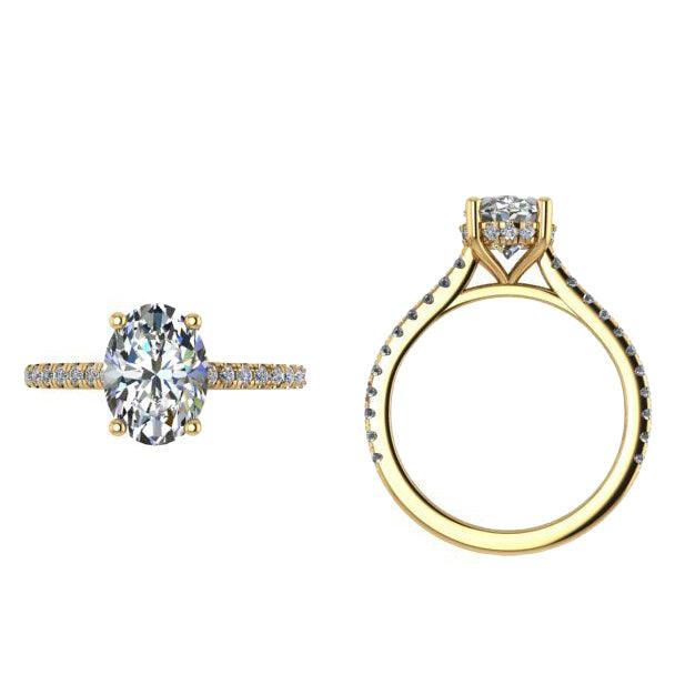 Oval Solitaire Hidden Halo Engagement Ring - Thenetjeweler