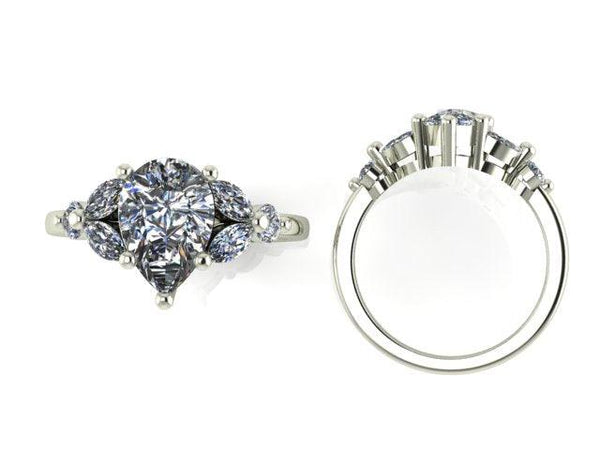 Leaf Pear Diamond Engagement Ring - Thenetjeweler