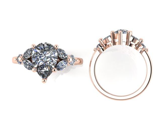 Leaf Pear Diamond Engagement Ring - Thenetjeweler
