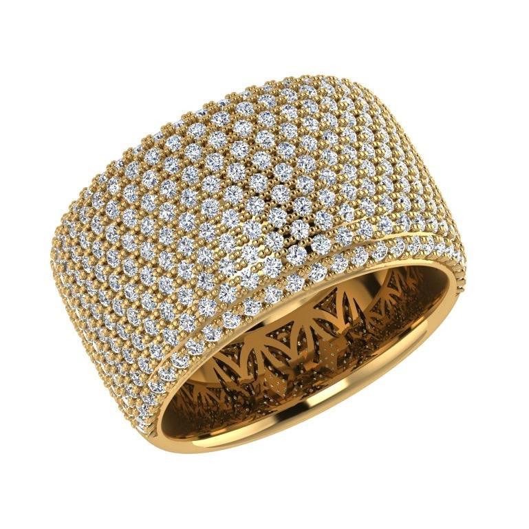 Wide Band Pave Diamond Ring 18K Gold (2.30 ct. tw) - Thenetjeweler