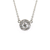 Round Halo Diamond Necklace 0.54 ct.tw - Thenetjeweler