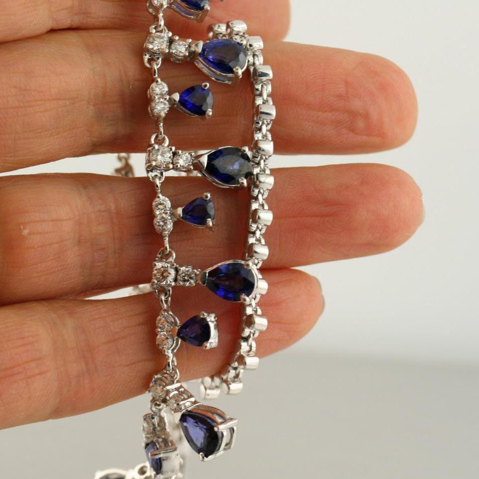 Blue Sapphire and Diamond Necklace - Thenetjeweler