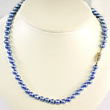 Blue Japanese Akoya Pearl Necklace 14K Gold Clasp - Thenetjeweler