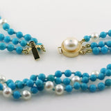 Natural Blue Turquoise and Pearl Necklace - Thenetjeweler