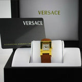 Versace Watch ON FIFTH Grecian Case Stainless Steel Yellow Gold Plated ALQ90 D4985 - Thenetjeweler