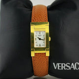 Versace Watch ON FIFTH Grecian Case Stainless Steel Yellow Gold Plated ALQ90 D4985 - Thenetjeweler