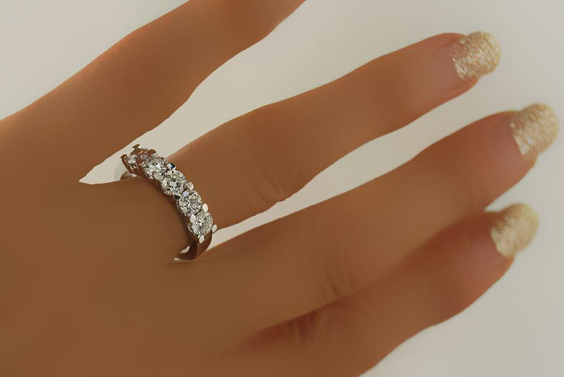 Diamond Half Eternity Ring 18k White Gold - Thenetjeweler