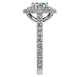 Double Halo Diamond Engagement Ring Setting 14K White Gold  1.46 cts - Thenetjeweler