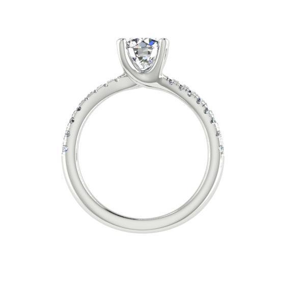 Round Diamond Twist Engagement Ring Setting 18K White Gold - Thenetjeweler