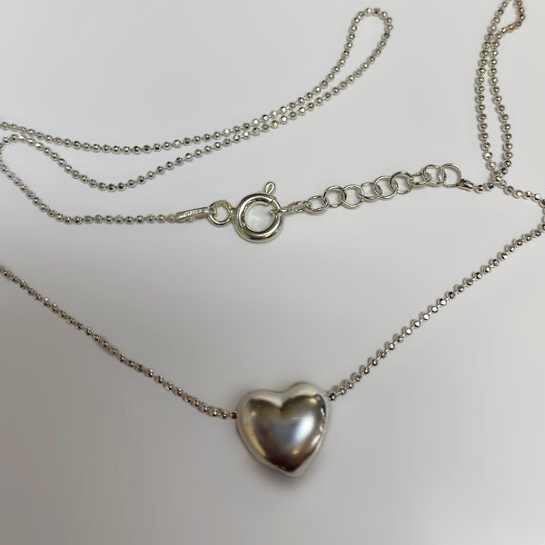 Italian Silver 3D Heart Pendant Necklace - Thenetjeweler