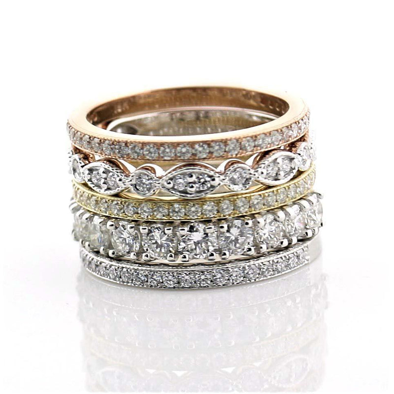 Diamond Stacked Anniversary Bands 18k Gold 1.74 cwt - Thenetjeweler