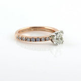 Cushion Diamond Side Stone Engagement Ring 18K Pink Gold - Thenetjeweler