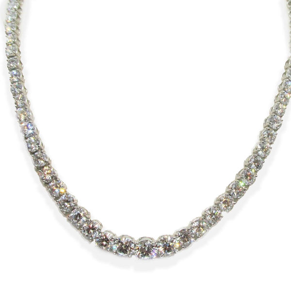 9 Carat Diamond Tennis Necklace set in 14K White Gold