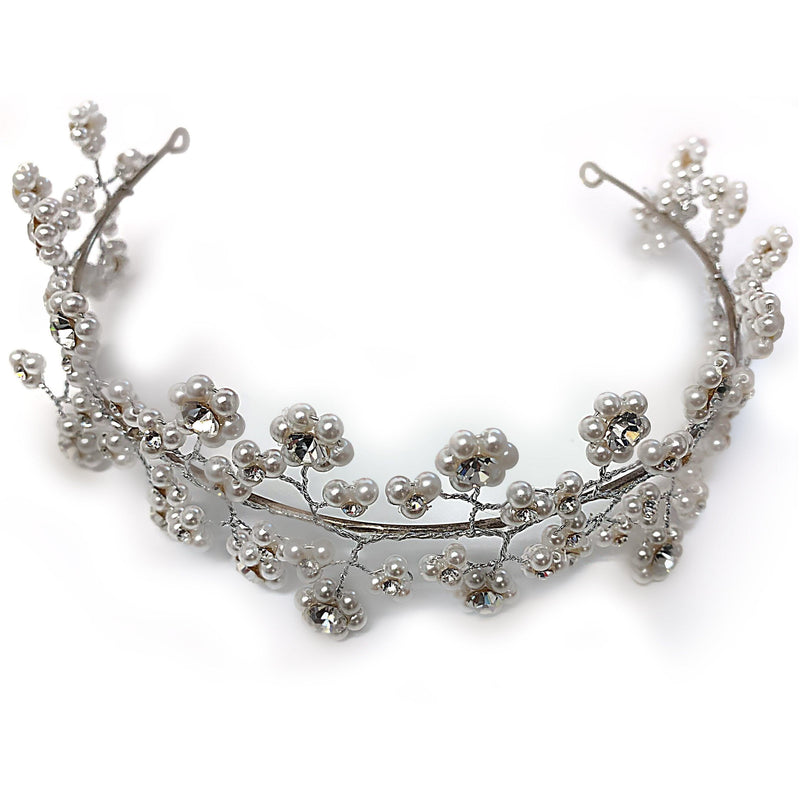 Tiara Pearl and Diamond Rhinestones Sterling Silver - Thenetjeweler