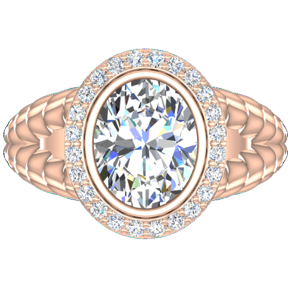 Pink Gold Diamond Ring Cable Coil Design Setting - Thenetjeweler