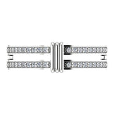 Double Band Diamond Semi-Eternity Ring 14K White Gold 0.15 cts - Thenetjeweler