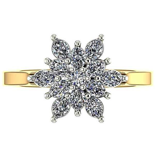 Flower Diamond Ring 18K Yellow Gold - Thenetjeweler