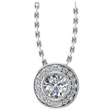 Round Diamond Halo Pendant Necklace Setting 14K White Gold - Thenetjeweler