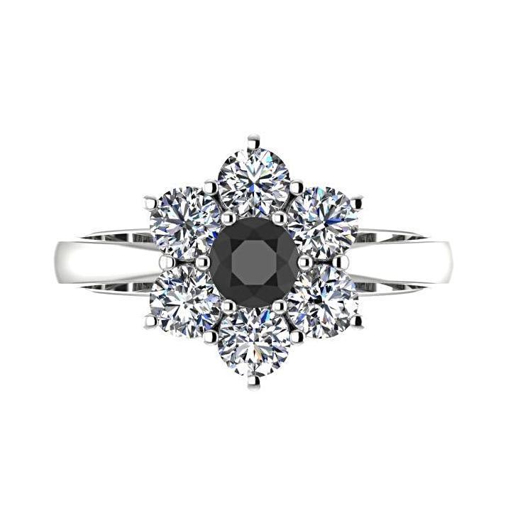 Black Diamond Ring with White Diamonds - Thenetjeweler