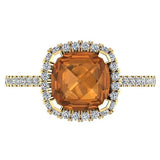 Citrine Cushion Diamond Halo Ring 18K Yellow Gold - Thenetjeweler