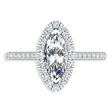 Marquise Cut Halo Diamond Engagement Ring 14K White Gold - Thenetjeweler