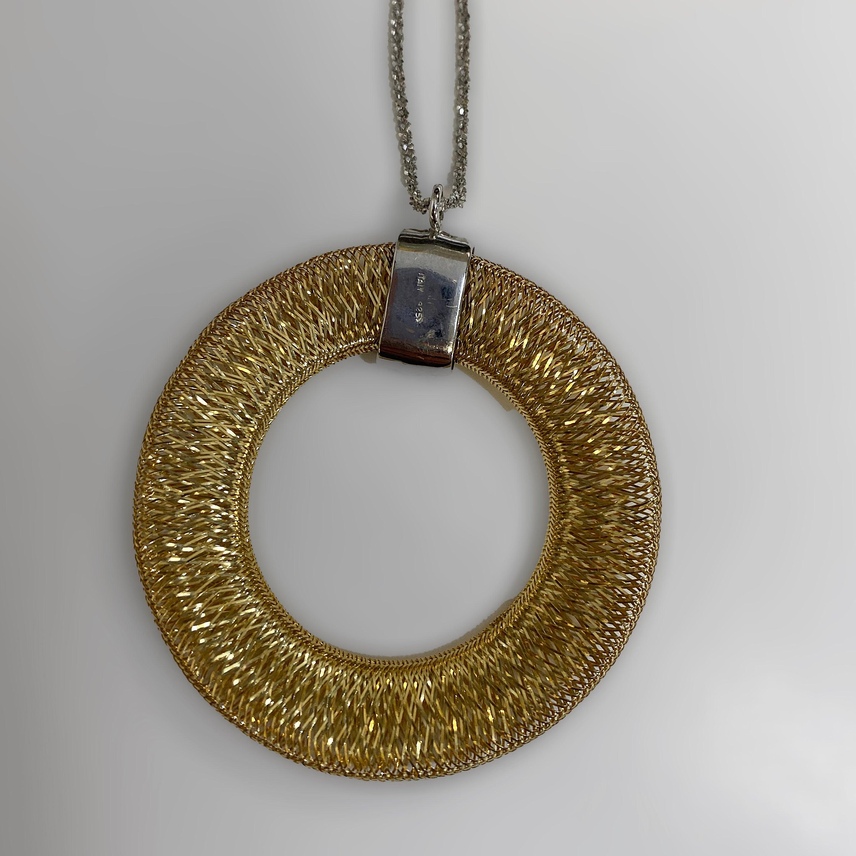 Mesh Open Circle Drop Necklace - Thenetjeweler