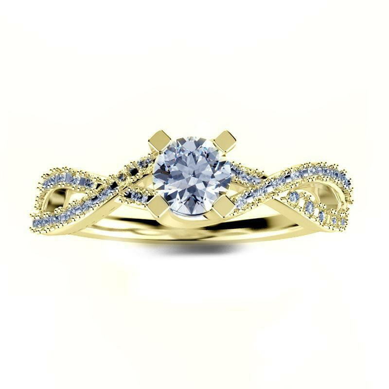 Diamond Split Shank Wave Design Engagement Ring - Thenetjeweler